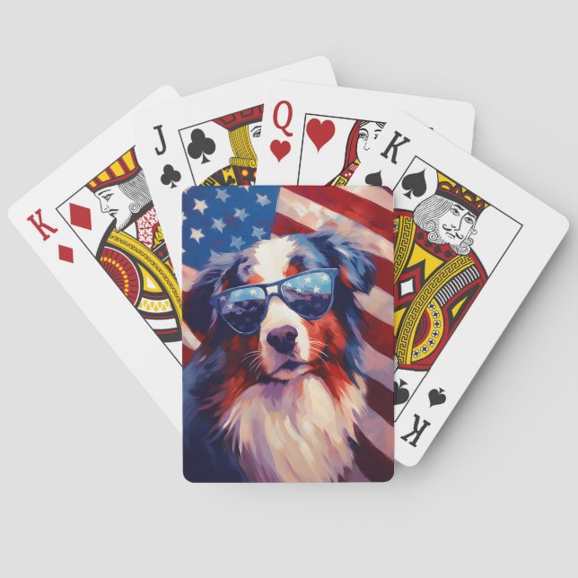 Australian shepherd 4 juli Independence day Casinokort (Baksidan)