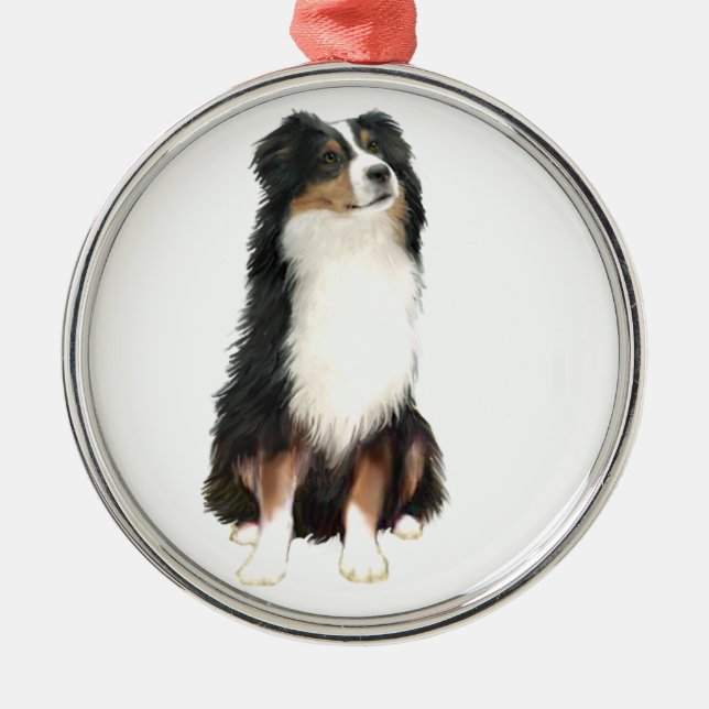 AUSTRALIAN SHEPHERD (A) - Trefärgad Julgransprydnad Metall (Framsidan)