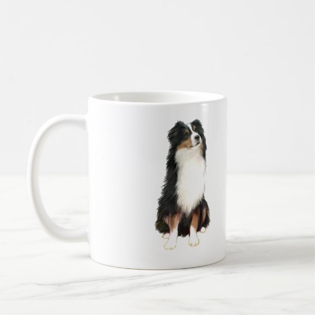 AUSTRALIAN SHEPHERD (A) - Tri Färg Kaffemugg (Vänster)
