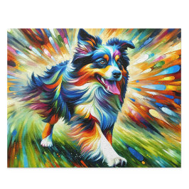 Australian Shepherd: Akryl Blå Merle Aussie Pussel
