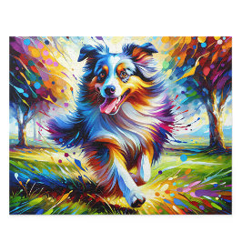 Australian Shepherd: Akryl Blå Merle Aussie Pussel