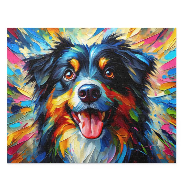 Australian Shepherd: Akryl Tri-färgad Aussie Pussel (Australian Shepherd Puzzle: Tri-Color Aussie Jigsaw)