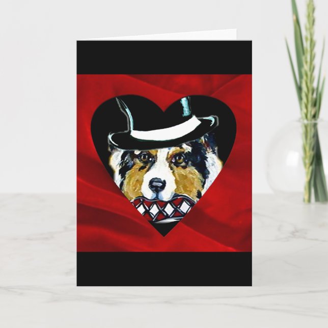 Australian Shepherd Alla hjärtans dag Helgkort (Framsida)