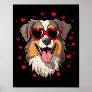 Australian Shepherd Alla hjärtans dag Hjärtan Söt Poster