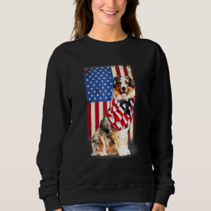 Australian shepherd American Flagga Usa Patriotic T Shirt