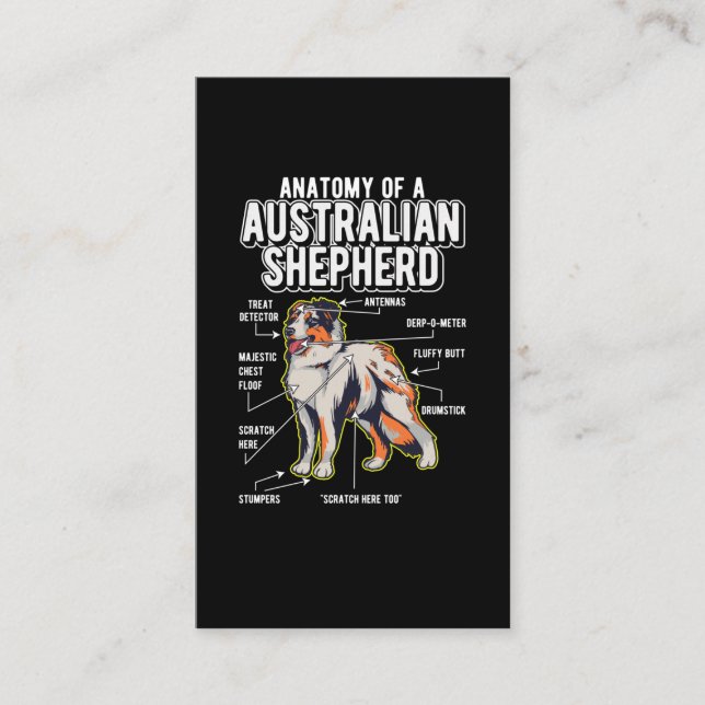 australian shepherd Anatomy Rolig hund Visitkort (Framsida)