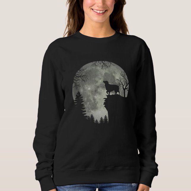 Australian Shepherd And Moon Halloween T Shirt (Framsida)