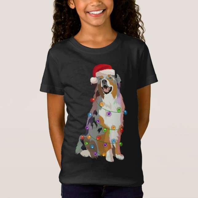 Australian shepherd Aussi jul Ljus Julafton Do T Shirt (Framsida)