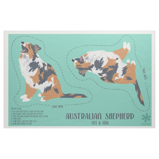Australian shepherd Aussie Hund cut and Sew Tyg (Fat Quarter)
