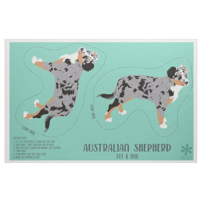 Australian shepherd Aussie Hund cut and Sew Tyg (Fat Quarter)