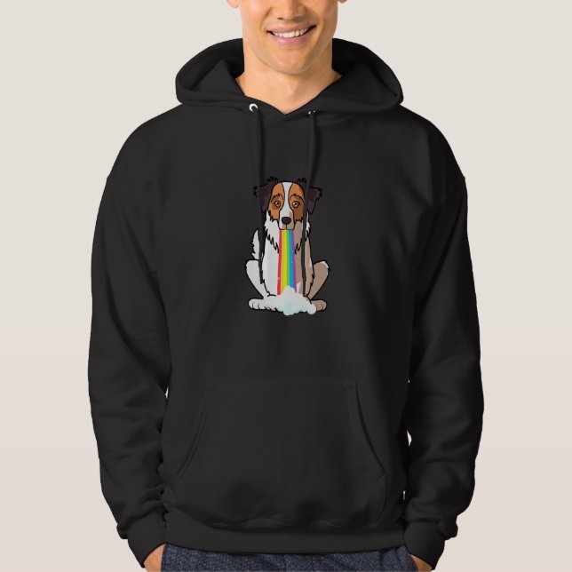 Australian shepherd Aussie Hund in Rainbow Hoodie (Framsida)