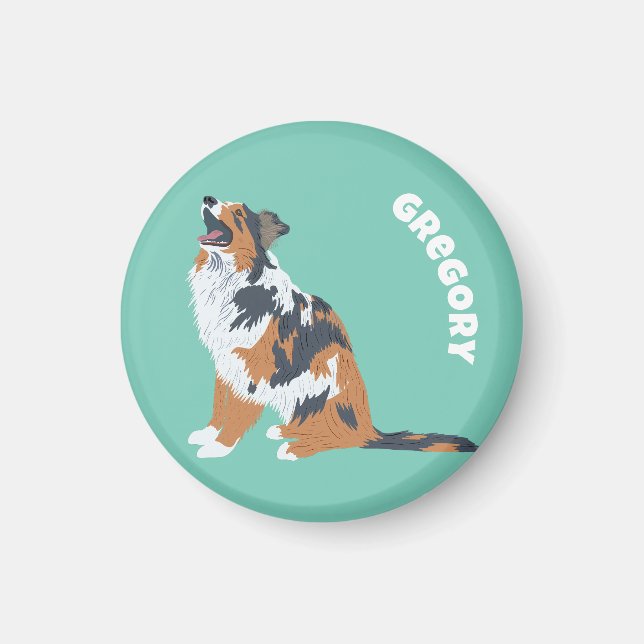Australian shepherd Aussie Hundar Personlig Magnet (Framsidan)