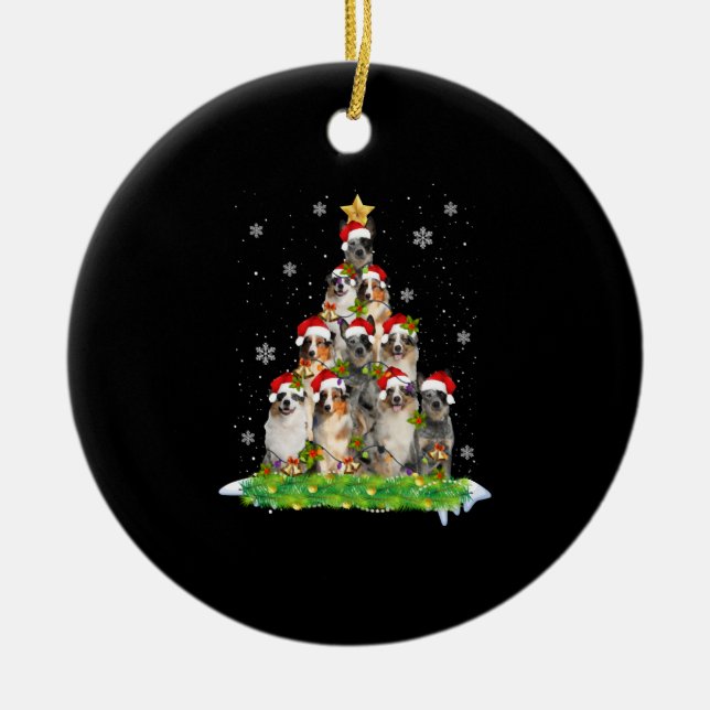 Australian shepherd Aussie jul Ornament Träd (Framsidan)