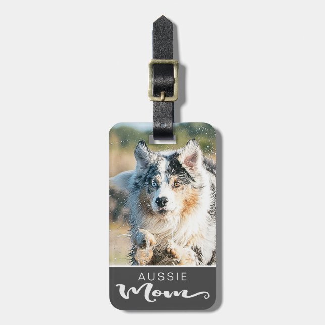 Australian shepherd Aussie Mamma Hund's Photo Bagagebricka (Vertikal Framsida)