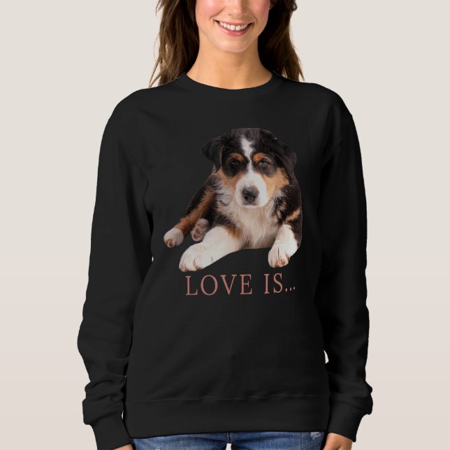 Australian shepherd Aussie Mamma Pappa Kärlek Hund T Shirt (Framsida)