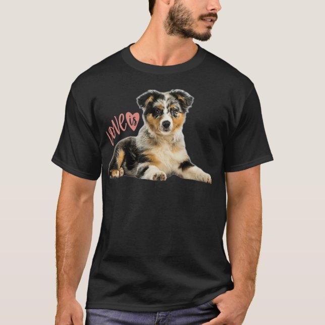 Australian shepherd Aussie Mamma Pappa Kärlek Hund T Shirt (Framsida)