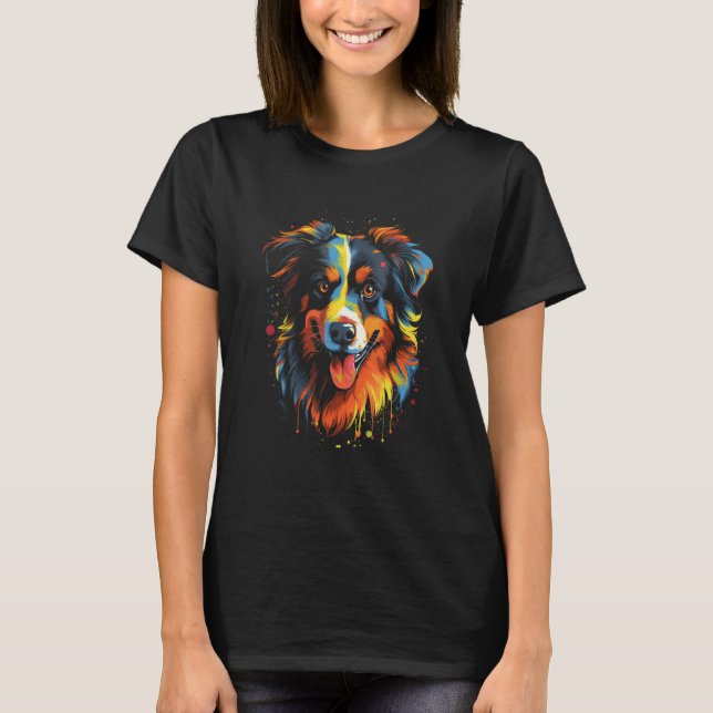 Australian Shepherd Aussie Retro Design T Shirt (Framsida)