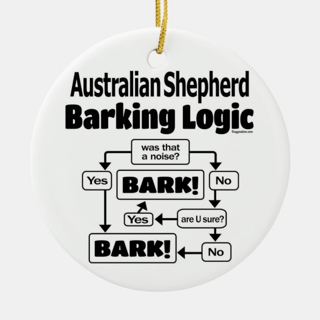 Australian shepherd Barking Logic Julgransprydnad Keramik (Framsidan)