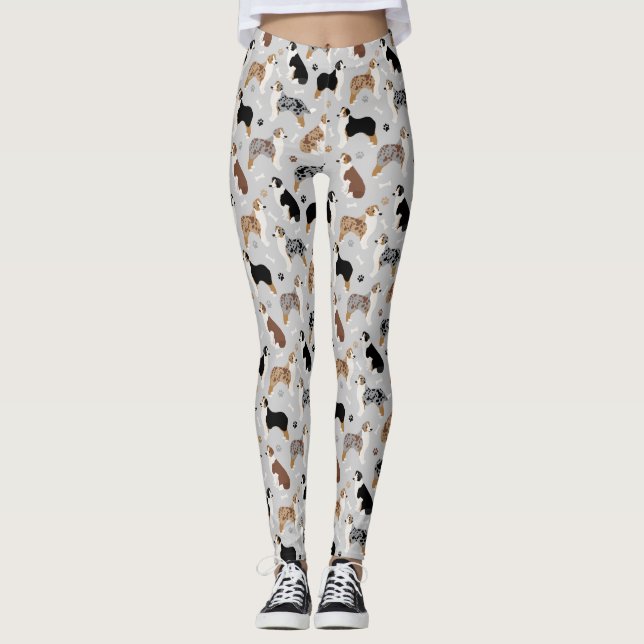 australian shepherd-ben och Tass-balkar Leggings (Framsida)