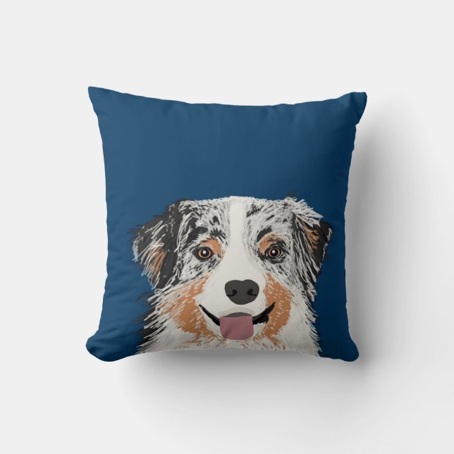 Australian shepherd - blå kudde av hund (Framsida)