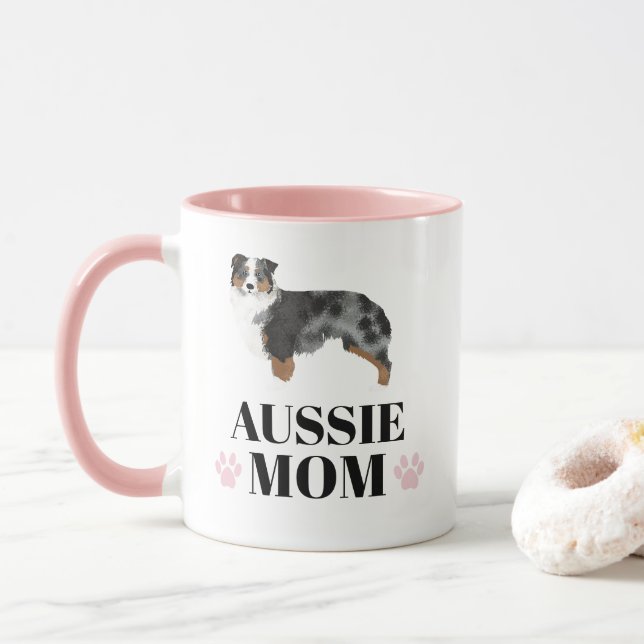 Australian shepherd blå merle hund mamma med foto mugg (Med munk)