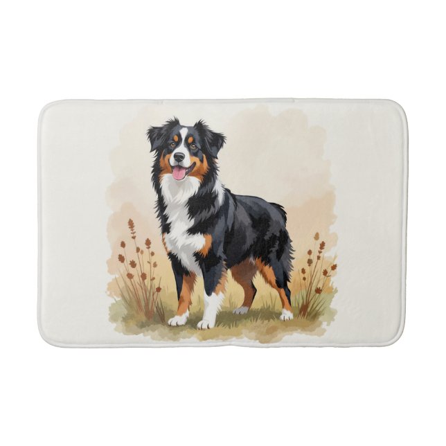 Australian shepherd Black Tricolor Aussie Hund Badrumsmatta (Framsidan)