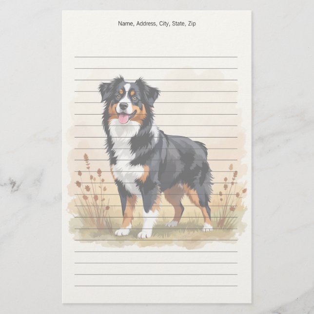 Australian shepherd Black Tricolor Aussie Hund Brevpapper (Framsida)