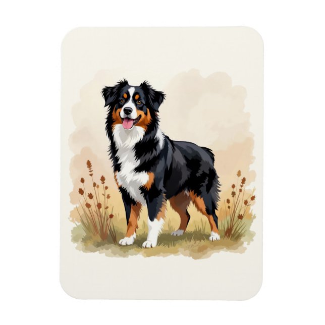 Australian shepherd Black Tricolor Aussie Hund Magnet (Vertikal)