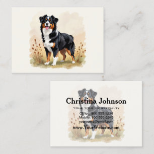 Australian shepherd Black Tricolor Aussie Hund Visitkort