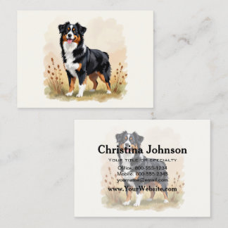 Australian shepherd Black Tricolor Aussie Hund Visitkort