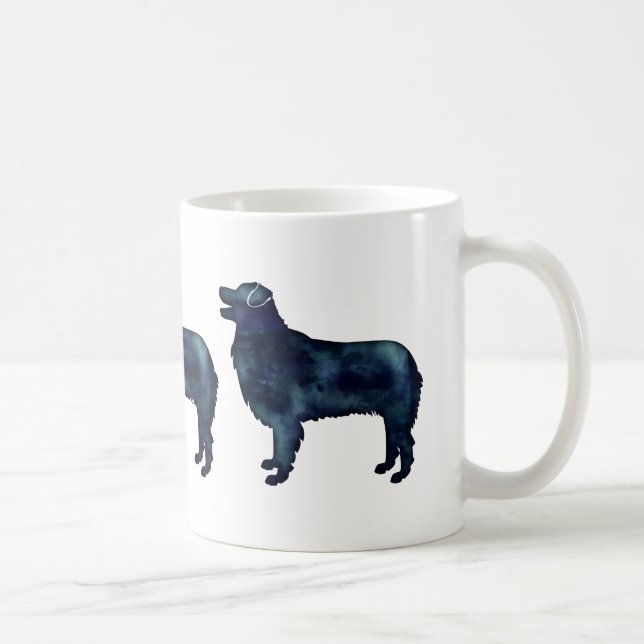 Australian shepherd Black Watercolor Silhouette Kaffemugg (Höger)