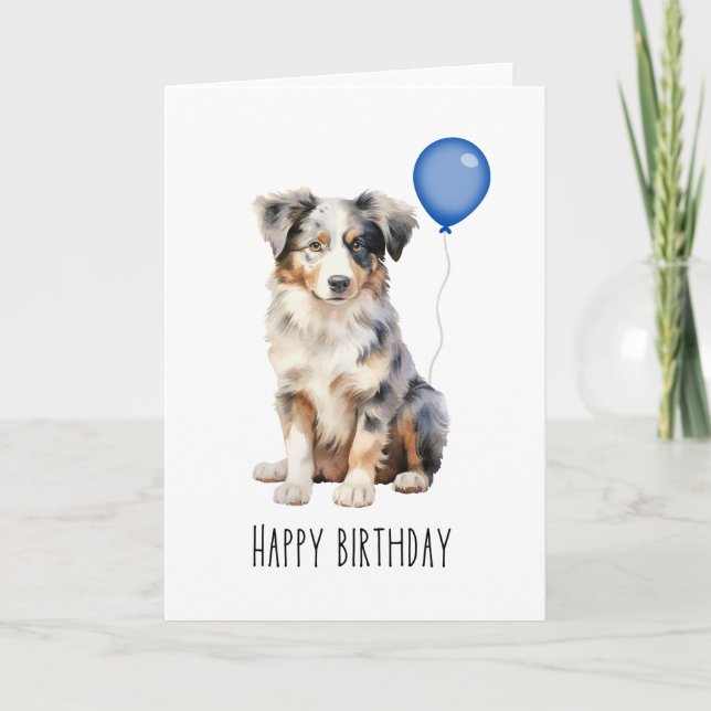 Australian shepherd Blue Merle Aussie Birthday Kort (Framsida)