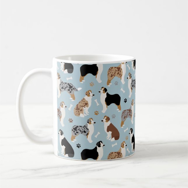 australian shepherd-boner och Tass-kaffe Mugg (Vänster)