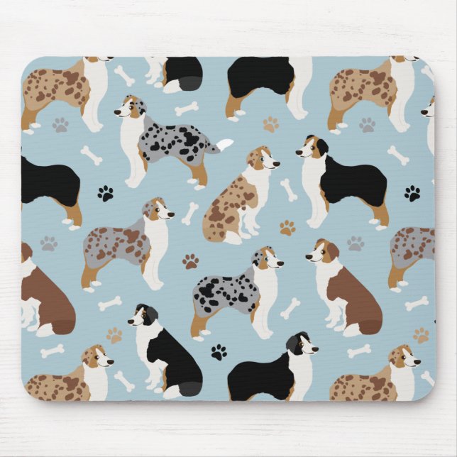 Australian shepherd-boner och Tassar-musslor Musmatta (Framsidan)