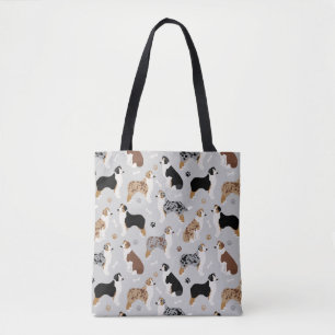 australian shepherd Bones and Tass Grått Tote Bag Tygkasse