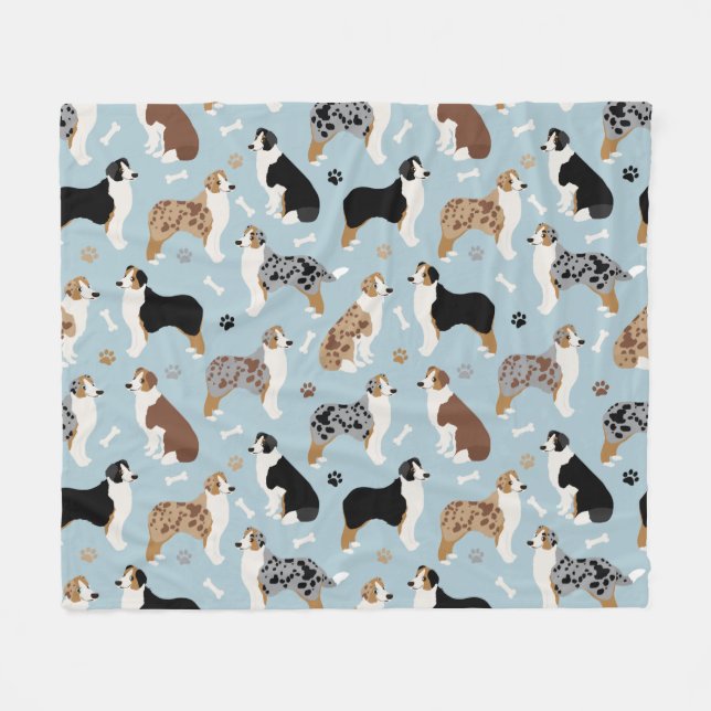 australian shepherd Bones och Tass Fleecefilt (Framsidan (Horisontell))