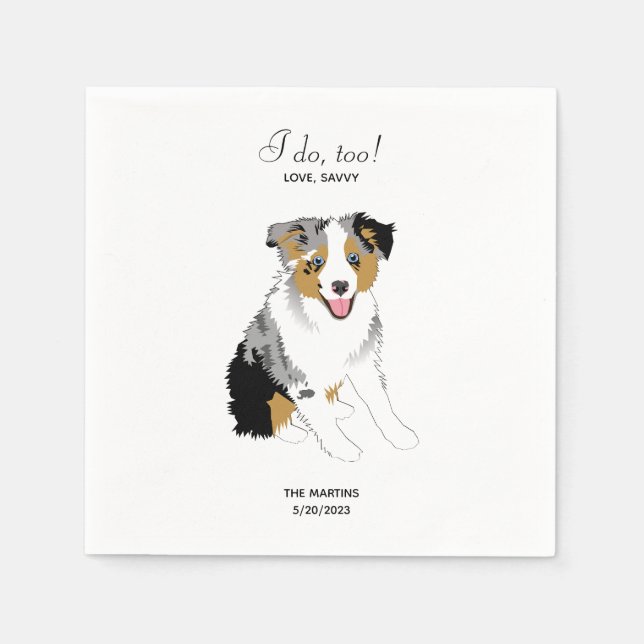 Australian shepherd Bröllop Cocktail Napkins Pappersservett (Framsidan)