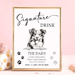 Australian shepherd Bröllop Namnteckning Dryckskyl Poster