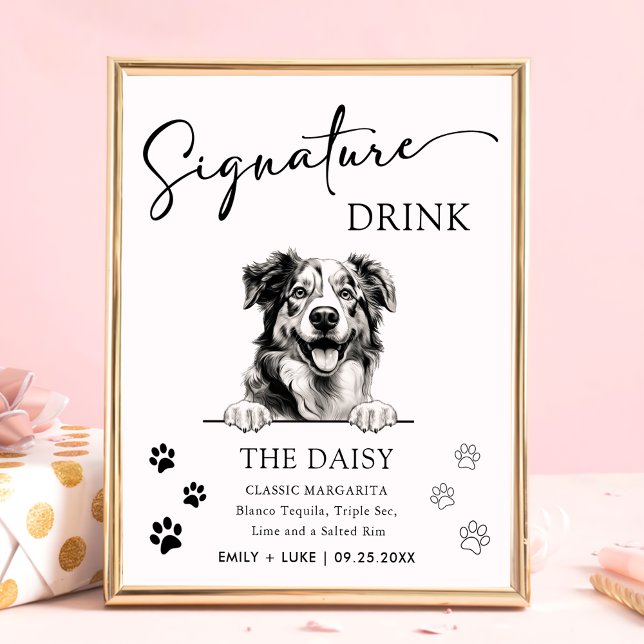 Australian shepherd Bröllop Namnteckning Dryckskyl Poster (Skapare uppladdad)