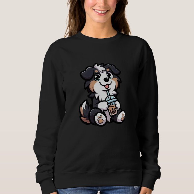 Australian shepherd Bubble Tea Hund Funny Boba T Shirt (Framsida)