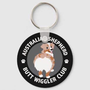 australian shepherd Butt Wigglers Klubb - Red Merl Nyckelring
