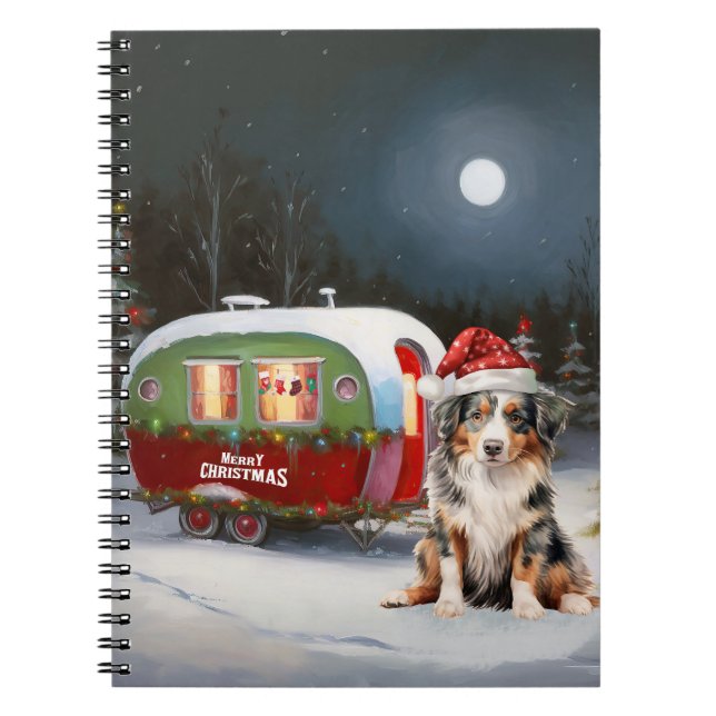 Australian shepherd Caravan jul Äventyr Anteckningsbok (Framsidan)