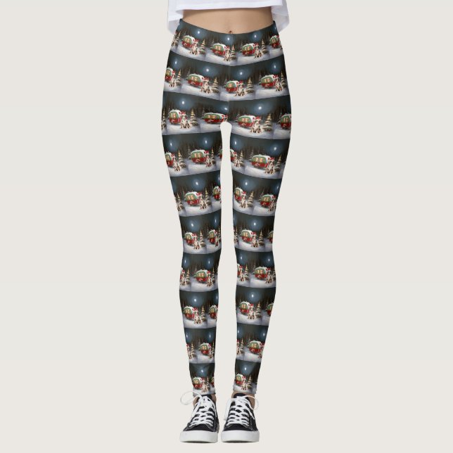 Australian shepherd Caravan jul Äventyr Leggings (Framsida)
