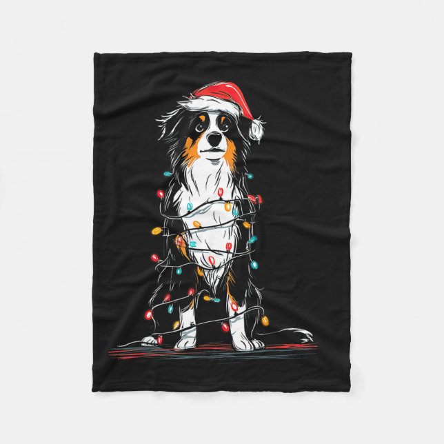 Australian Shepherd Christmas Graphics Dog Lights  Fleecefilt (Framsidan)