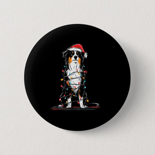 Australian Shepherd Christmas Graphics Dog Lights  Knapp (Framsida)