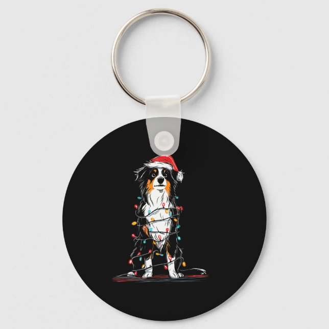 Australian Shepherd Christmas Graphics Dog Lights  Nyckelring (Framsida)
