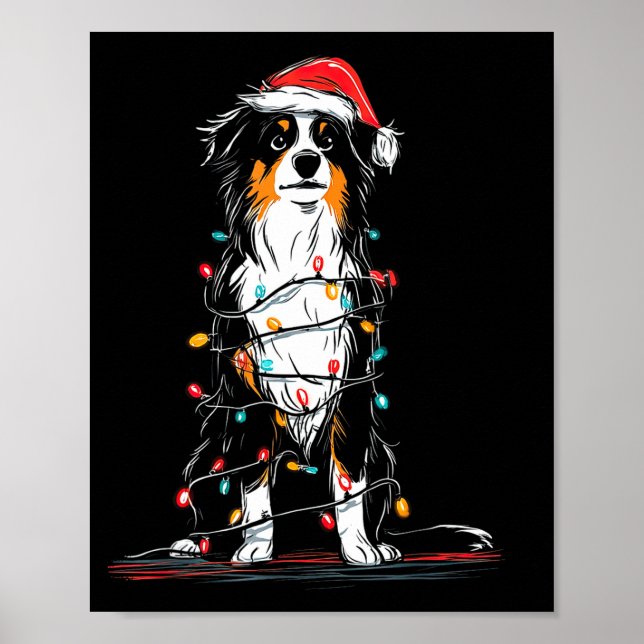 Australian Shepherd Christmas Graphics Dog Lights  Poster (Framsidan)
