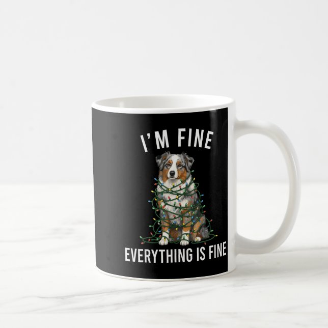 Australian Shepherd Christmas I'm Fine Everything  Kaffemugg (Höger)