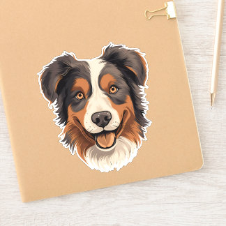 Australian shepherd Cute Aussie Hund Ansikte Conto Klistermärken