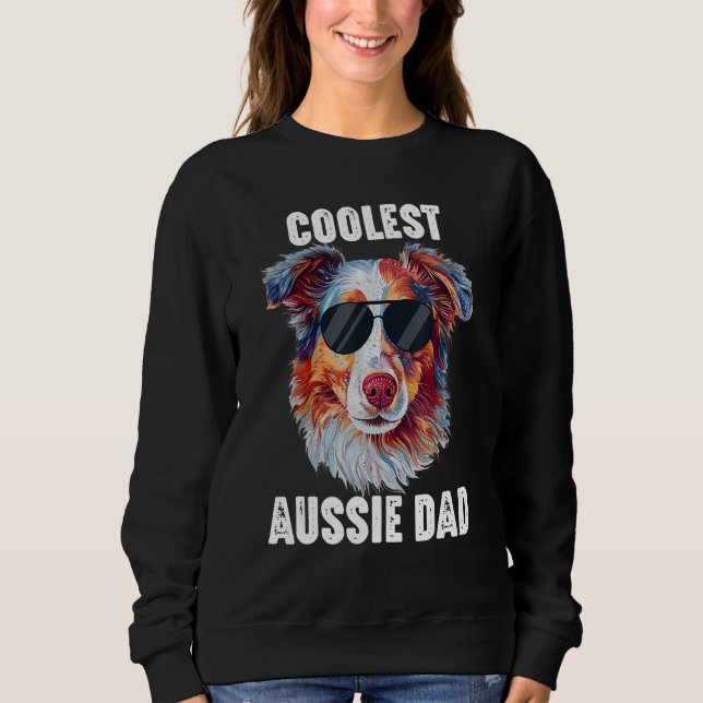 Australian Shepherd Dad Coolest Aussie Dad for Dog T Shirt (Framsida)